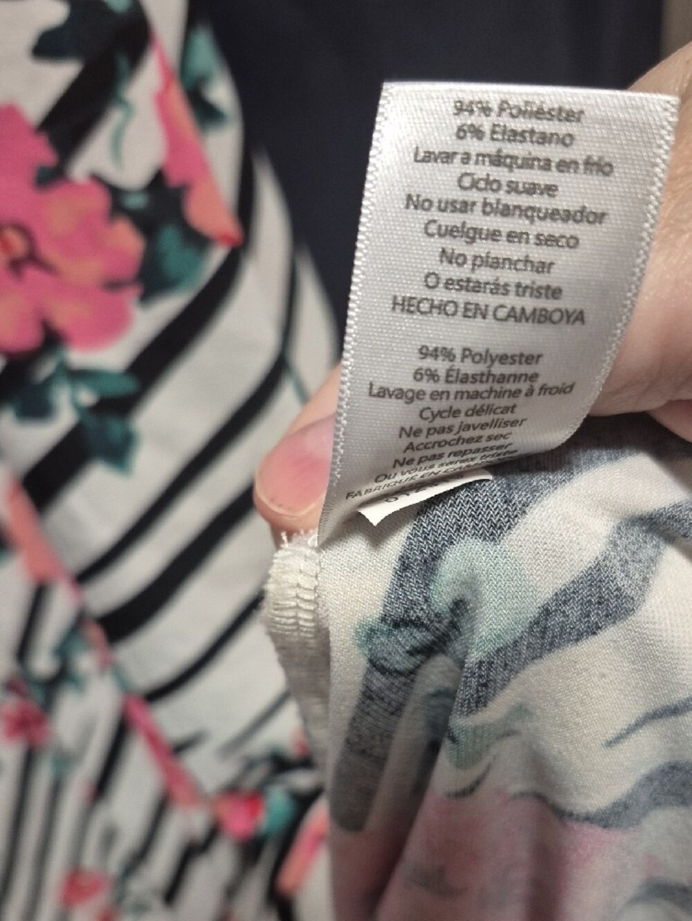 LuLaRoe Pink Floral on Black & White Striped Maxi Skirt - Picture 6 of 6